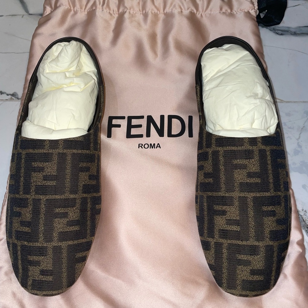 Fendi Black and Brown Monogram Loafers